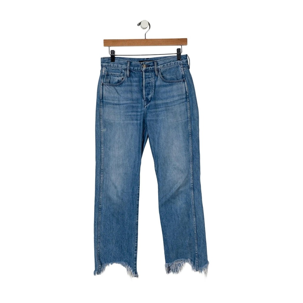 3x1 Straight Leg Jeans Womens 24 Blue Excellent Raw Step Hem Cropped Mid Rise